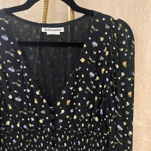 Reformation Floral Long-Sleeved Mini Dress - Picture 2 of 3